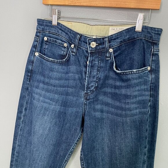 RAG & BONE rosa mid rise boyfriend jeans with button fly in emory with holes siz - Picture 3 of 8